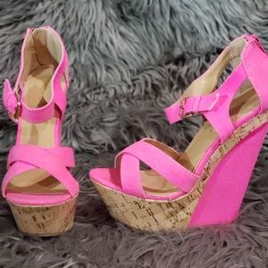 Pink sandal wedges